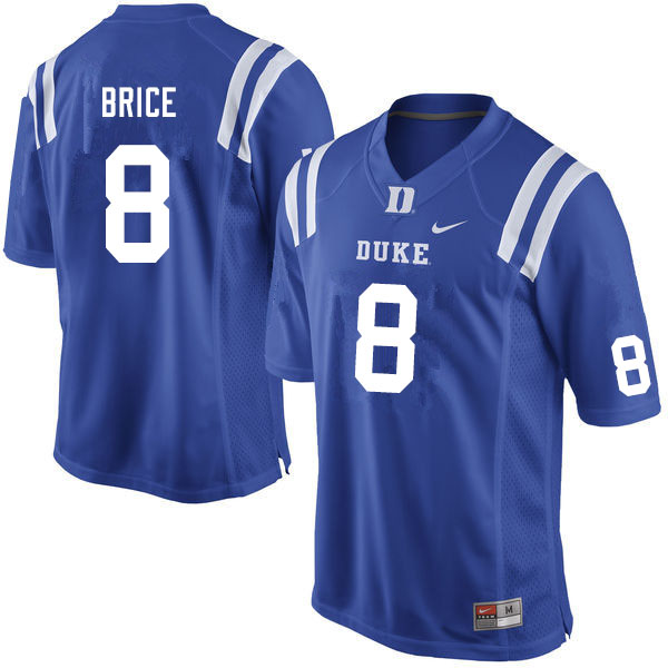 Men #8 Chase Brice Duke Blue Devils College Football Jerseys Sale-Blue